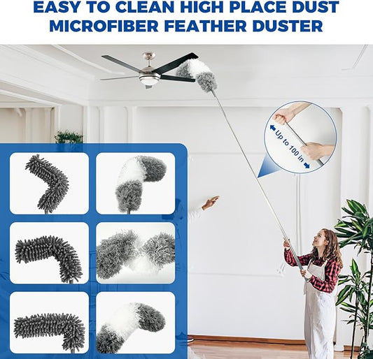9Pcs Dusters for Cleaning Kit, Extendable Microfiber Duster Tools - Image 2