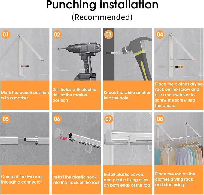 Clothes Drying Rack Retractable, Wall Mounted Clothes Hanger Rack - Image 7