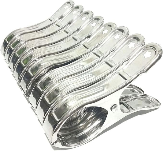 8 Pack Stainless Steel Clothespins, 4.7 Inch Towel Clips by Newraturner