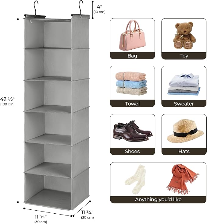 GRANNY SAYS 6 Shelf Hanging Closet Organizers and Storage, Collapsible Closet - Image 3