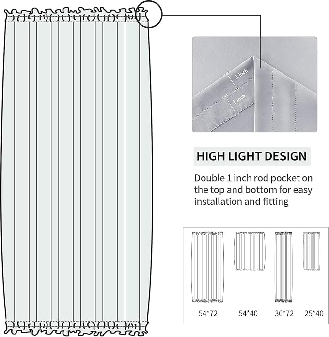 DWCN French Door Curtains – Rod Pocket Thermal Blackout Curtain - Image 3
