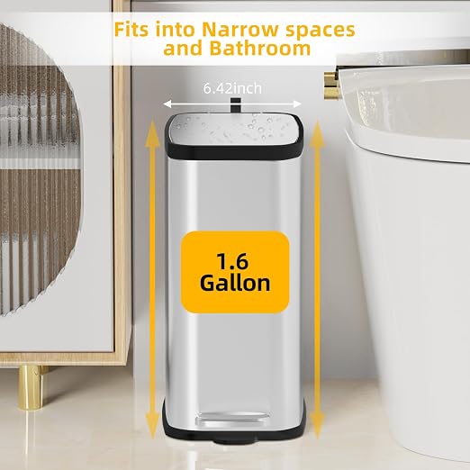 Stainless Steel Bathroom Trash Can - Image 2