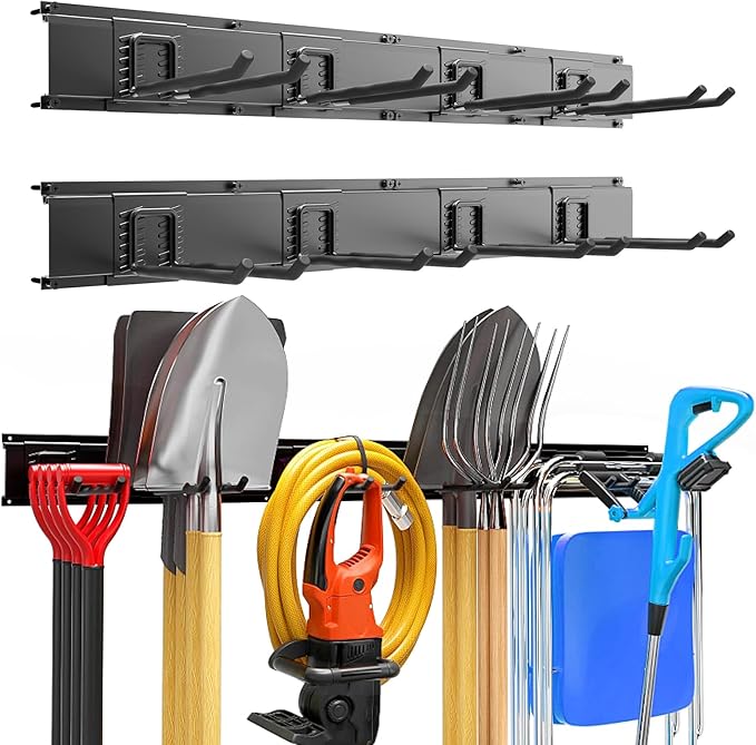 Garage Garden Tool Organizer Wall Mount, Heavy Duty Garage Tool Storage Rack 64 by Wallavant