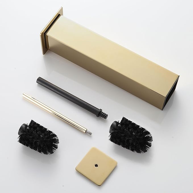 Gold Toilet Brush with Holder 304 Stainless Steel Toilet Bowl Brush, Square - Image 6