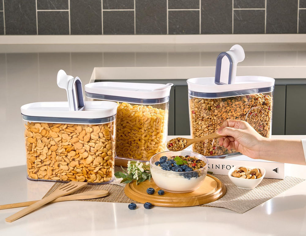 Felli Airtight Cereal Containers 2.6 Qt, Stackable BPA-Free Acrylic Cereal Di...