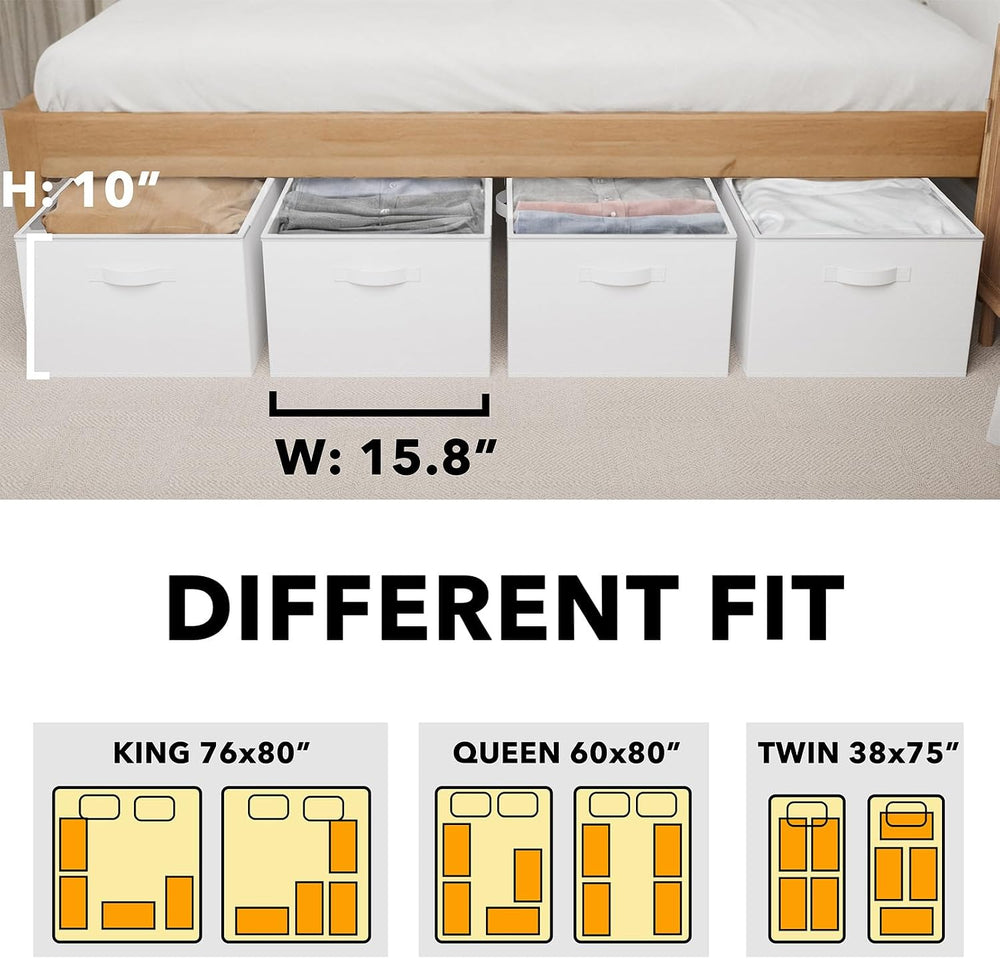 SpaceAid 4 Pack 10" High Under Bed Storage Containers, Large Underbed St...