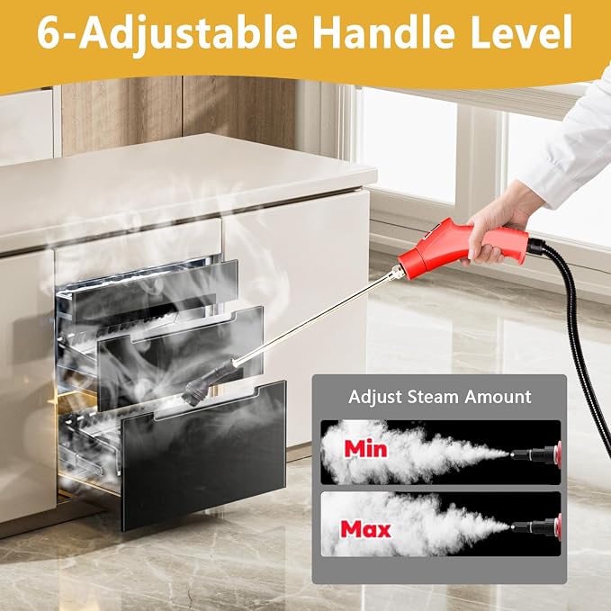 Handheld Steam Cleaner, 1000ml Water Tank, 15S Heat-up Time, Pressurized Steamer - Image 4