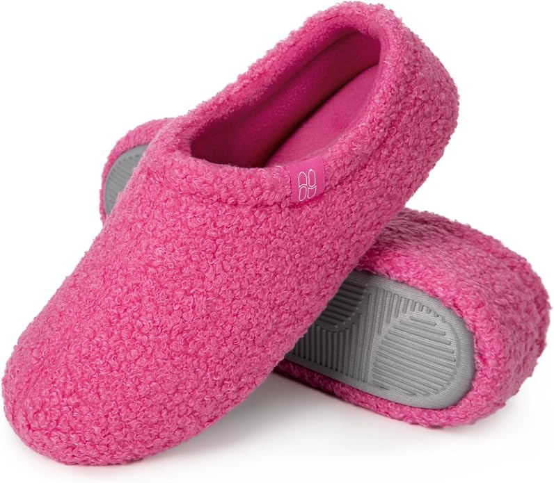 HomeTop Women's Fuzzy Curly Fur Memory Foam Loafer Slippers by HomeTop