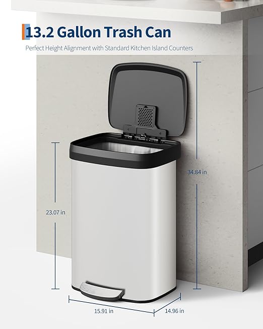 Garvee 13 Gallon / 50 Liter Metal Trash Can - Image 6