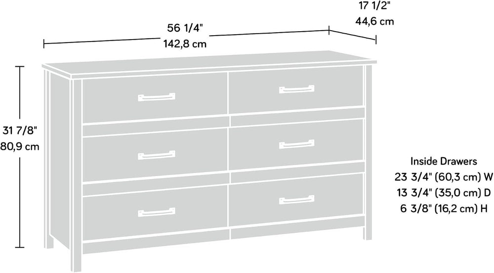 Sauder Cannery Bridge 6 Drawer Dresser Bedroom Dresser Chest of Drawers Woode...