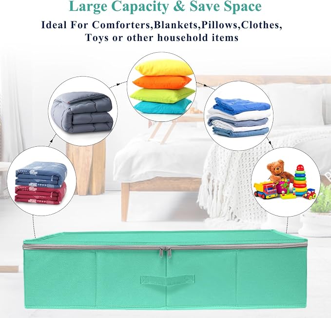 punemi 2-Pack Under Bed Storage Containers, 6.7 Inches Tall Underbed Clothes - Image 4