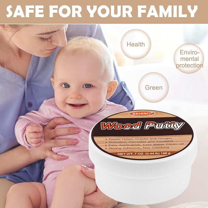 SEISSO Wood Putty, Mahogany Wood Filler Paintable, Wood Putty Outdoor Waterproof - Image 7