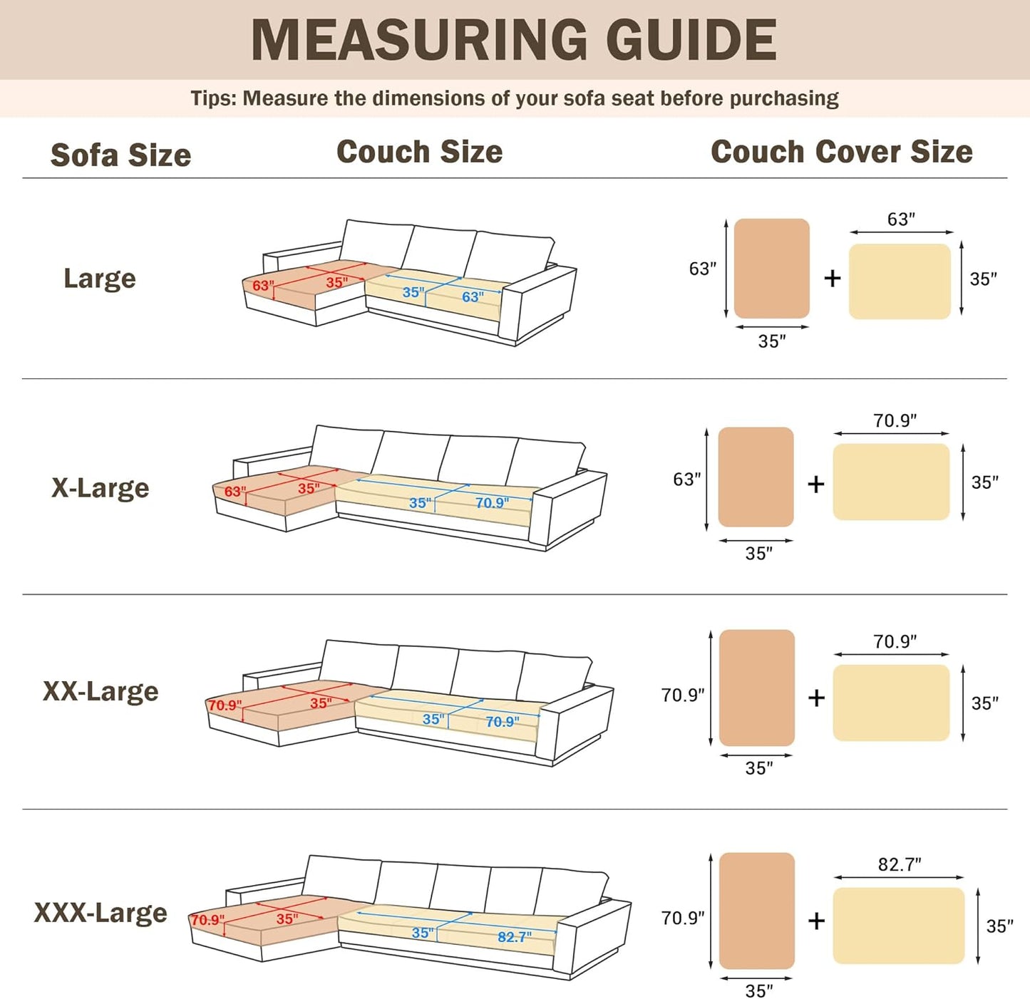 MEETSKY 100% Waterproof Sectional Couch Covers, 2 Pieces Non Slip Couch Covers for Dogs, L Shaped Sofa Covers for Pets Washable, Sofa Slipcover Furniture Protector, Chocolate, Large, 35"x63"+35"x63"