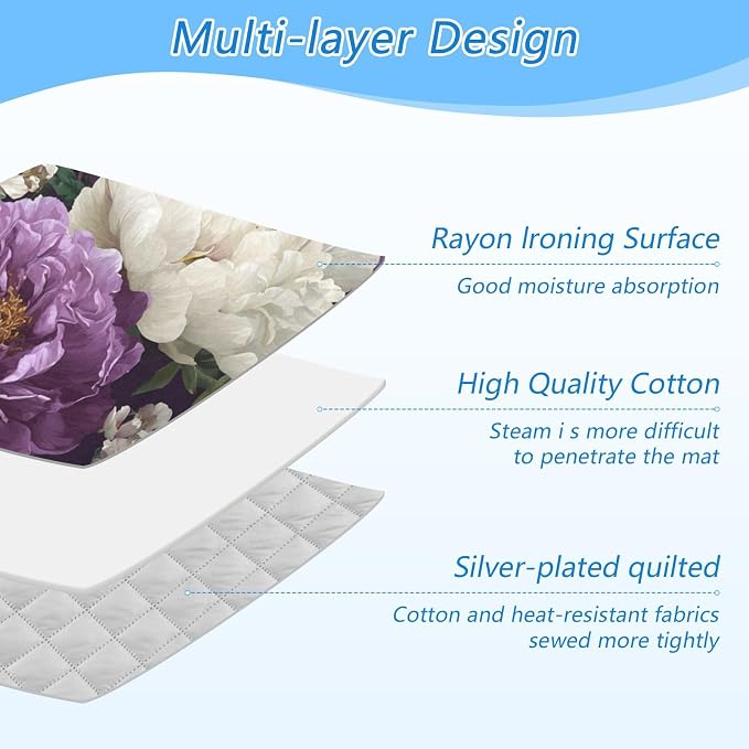 Rose Floral Purple and White Ironing Mat - Image 3