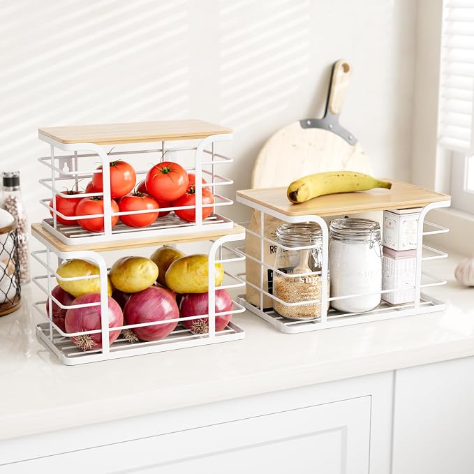 3 Pack Stackable Pantry Organizer, Stainless Steel Trash Bag Holder Dispenser - Image 2