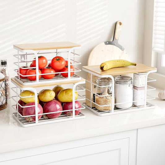 3 Pack Stackable Pantry Organizer, Stainless Steel Trash Bag Holder Dispenser - Image 2