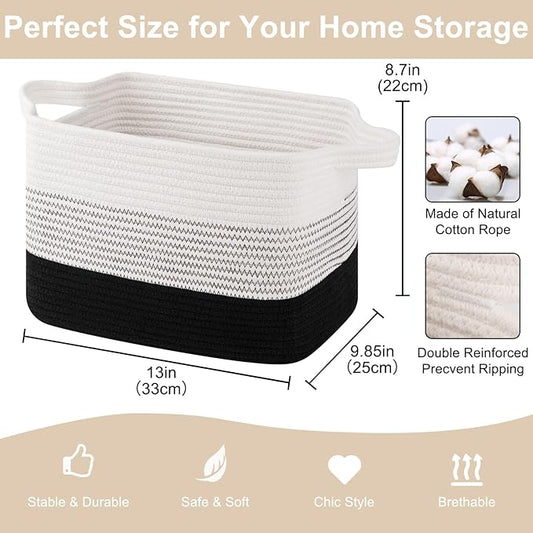Storage Baskets for Organizing, Woven Baskets for Shelves, Rectangle Decorative - Image 2