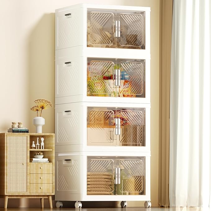 Storage Bins with Lid 48QT, Stackable Storage Containers with Wheels and by FOCUSONLIFEBECONVENIENCE