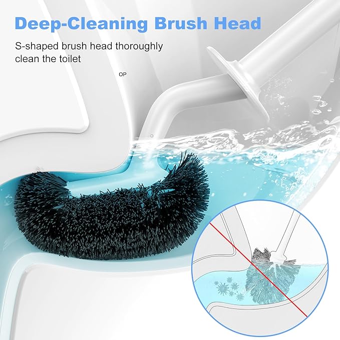 HAMITOR Toilet Bowl Brush Holder Set: Curved Design - Image 2