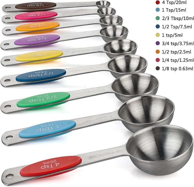Magnetic Measuring Spoons Set of 9 Stainless Steel Stackable Measuring Spoons - Image 2