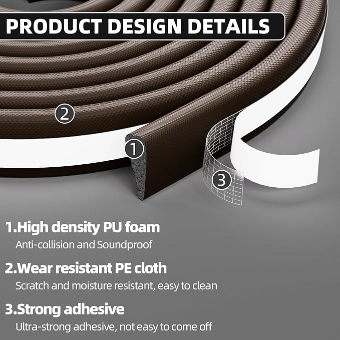 3Pcs×196" Wedge Weather Stripping Door Seal Strip - Image 3