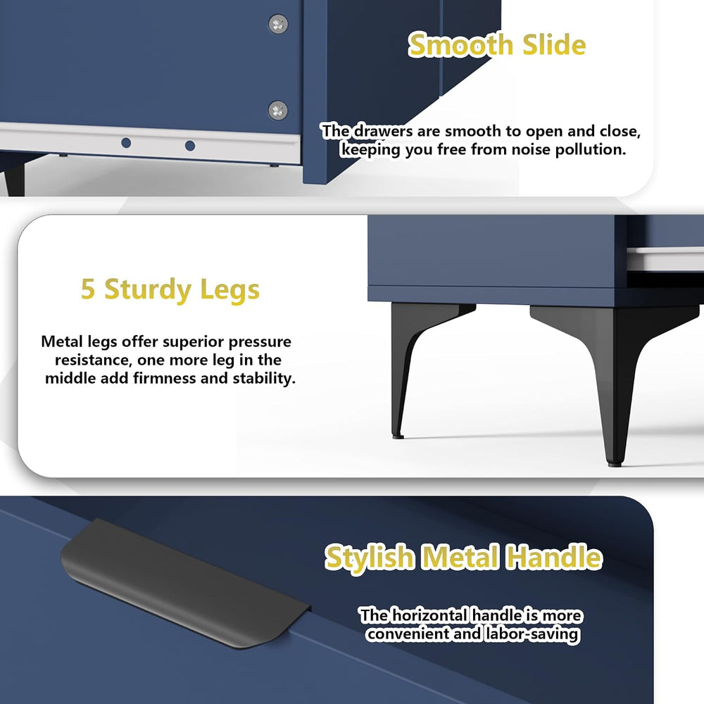 LOUVIXA 6 Drawer Dresser with LED Light, Chest of Drawers with Charging Stati...