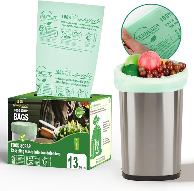 Compostable Trash Bags, 13 Gallon / 49.2 Liter, Extra Thick 0.9 Mil Tall by TFORING%C2%AE