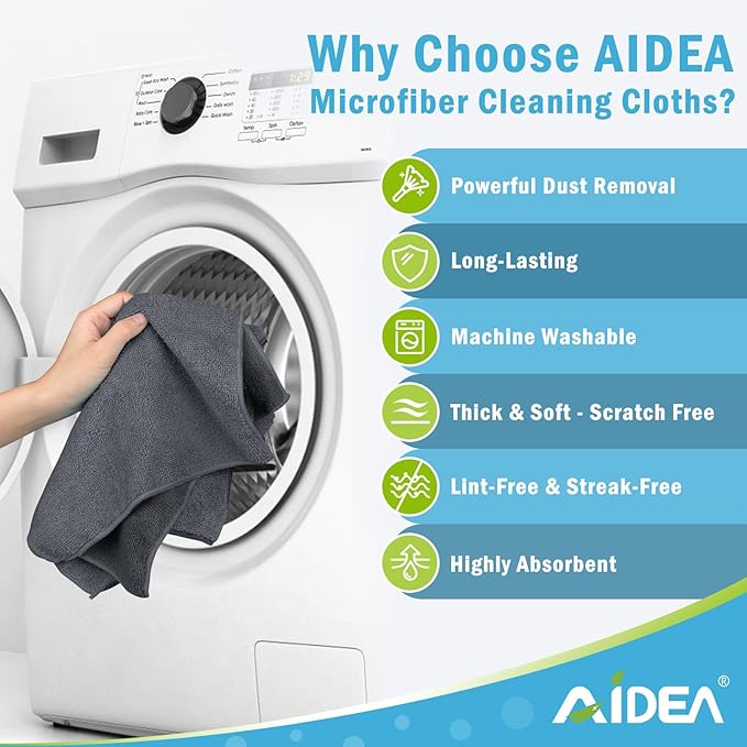 AIDEA Microfiber Cleaning Cloth-12PK, Soft Microfiber Towels - Image 3