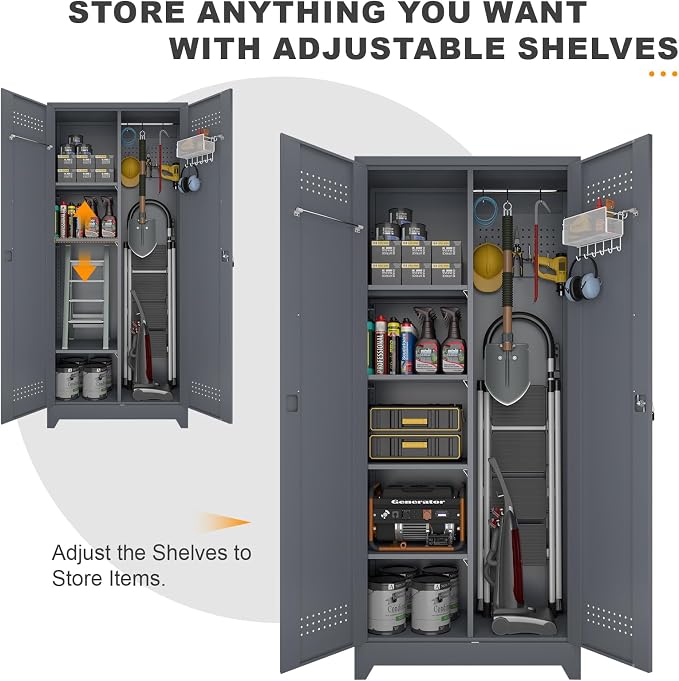 Metal Tool Storage Cabinet, Broom Closet - Image 6