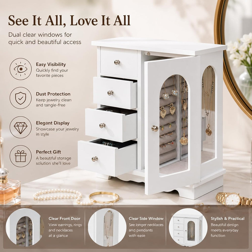 ZGZD Jewelry Box Organizer for Women, Large-Capacity Jewelry Storage Cabinet ...