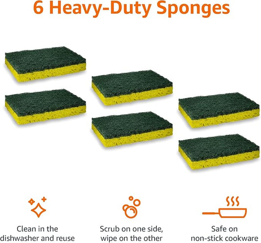 Amazon Basics Cleaning Sponges, Heavy Duty Scrub Sponges - Image 2