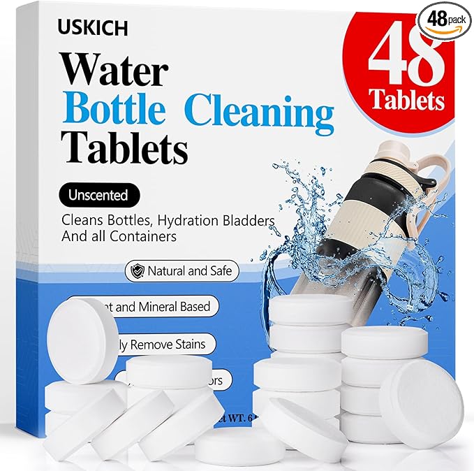 USKICH 48 Pack Water Bottle Cleaning Tablets, Water Bottle Cleaner Great by USKICH