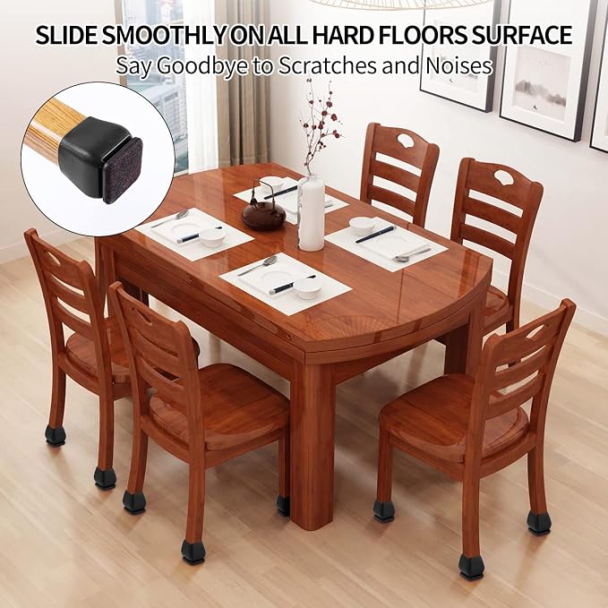 Ezprotekt 24 Pcs Square Silicone Chair Leg Floor Protectors, Felt Furniture - Image 7