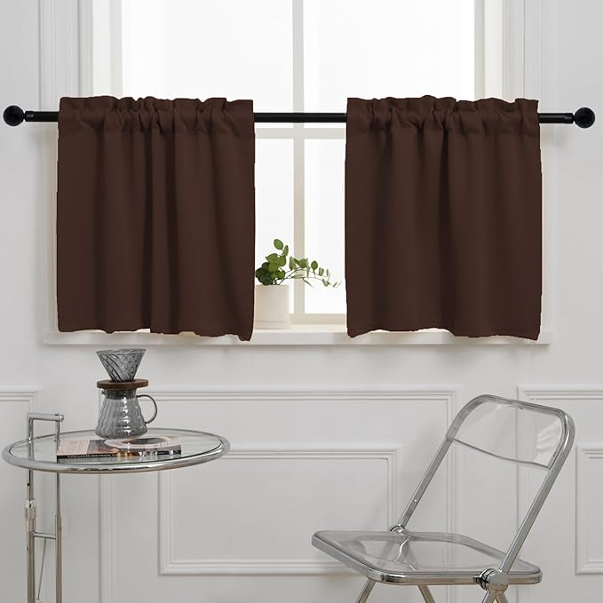 Pickluc Cafe Curtain 30 Inches Length, Rod Pocket Kitchen Curtain, Short by PICKLUC