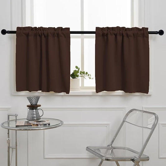 Pickluc Cafe Curtain 24 Inches Length, Rod Pocket Kitchen Curtain, Short by PICKLUC