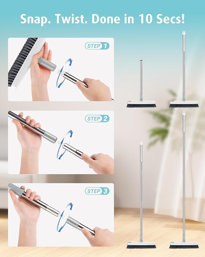 AIR U+ Grout Brush with Long Handle 180° Swivel Scrub Brush with Tweezers to - Image 7