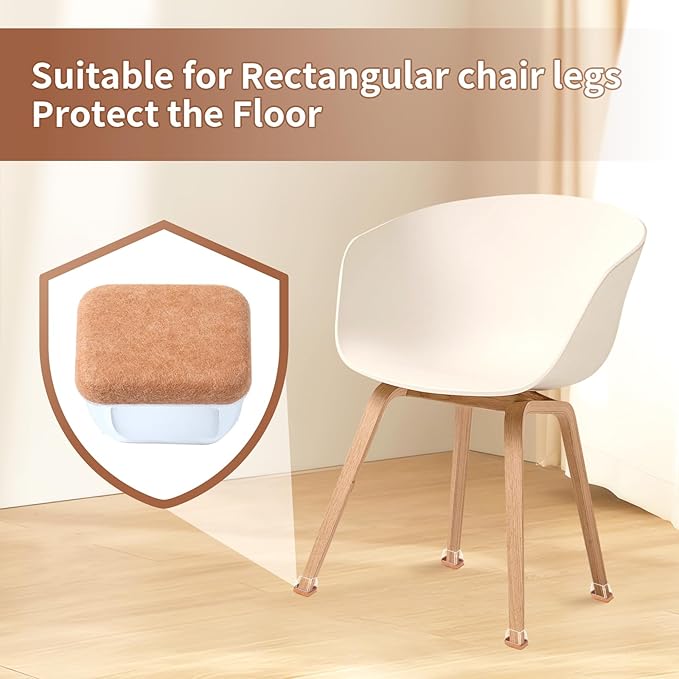 Ezprotekt 8 Pcs Rectangle Clear Felt Chair Leg Floor Protectors - Image 5