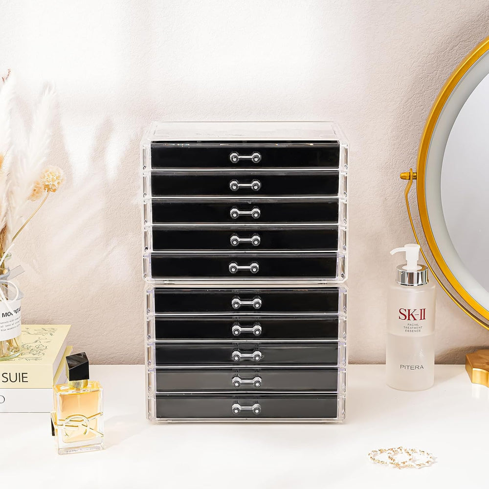 ProCase Earring Holder Organizer Jewelry Box with 10 Drawers, Black