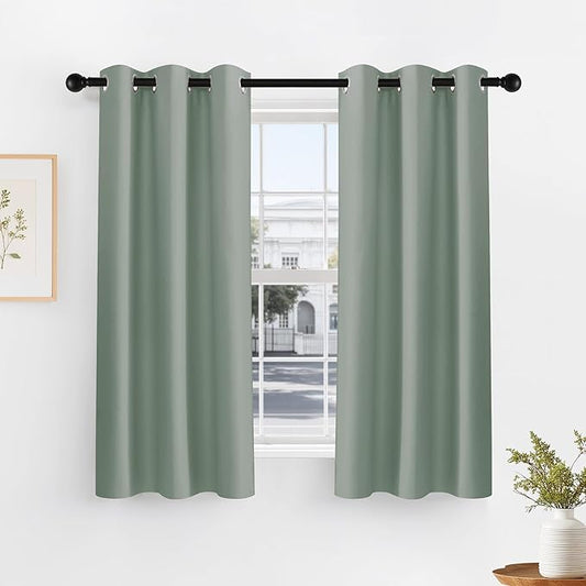 PONY DANCE Sage Green Small Curtains by PONYDANCE