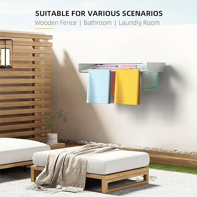 Laundry Drying Rack, Collapsible Wall Mounted Clothes Drying Rack - Image 3