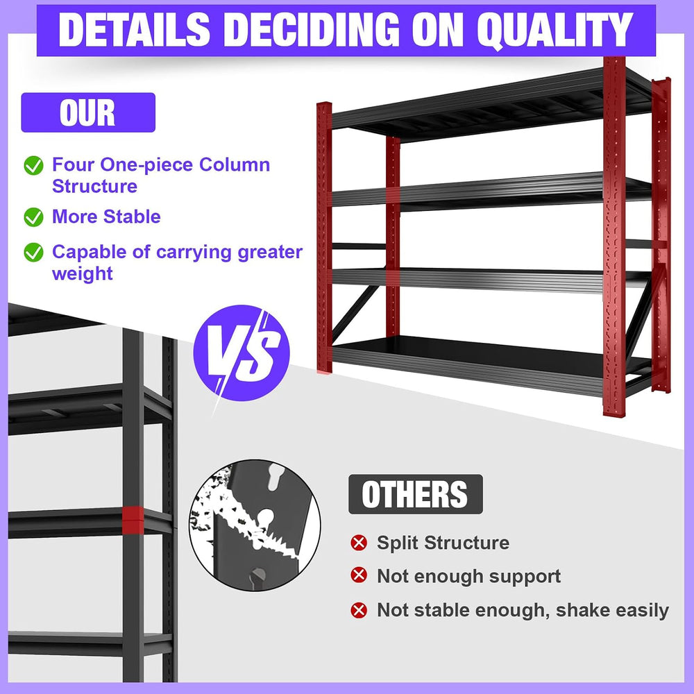 Metal Garage Shelving Unit, Heavy Duty 4-Tier Adjustable Wire Storage Rack, 6...