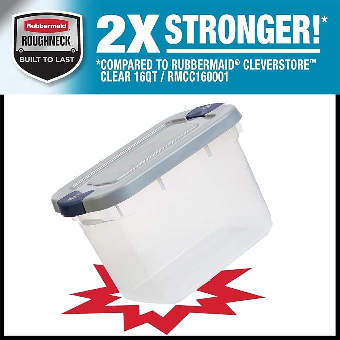 Rubbermaid Roughneck Clear 19Qt/ 4.75 Gal Storage Containers, - Image 6