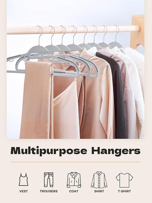 HOUSE DAY Grey Plastic Hangers 50 Pack, Slim Space Saving, Non Slip Hangers - Image 2
