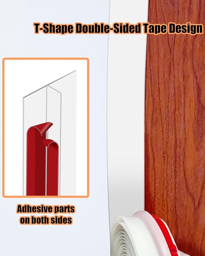 Orghtin T-Shaped Silicone Seal Strip, 10Ft Door Draft Stopper - Image 2