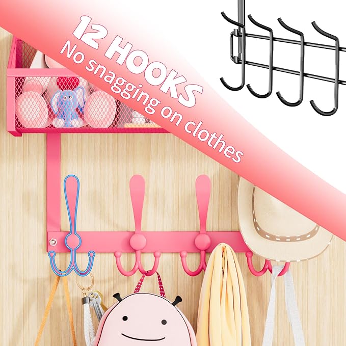Over The Door Hooks Organizer, Coat Rack Over The Door Storage Hanger Towel Rack - Image 4