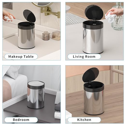 Mini Trash Can for Desk 0.4 Gallon, 1.5L Stainless Steel mini Desk Trash can - Image 5