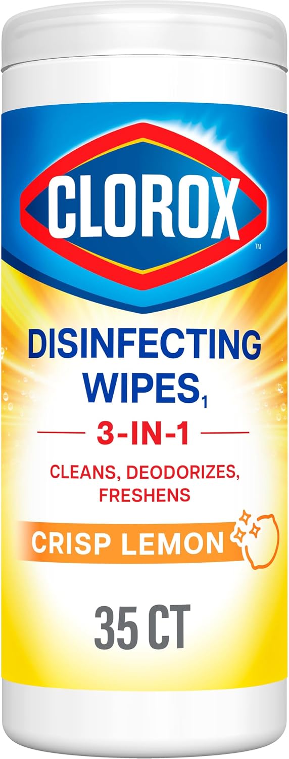 Clorox Disinfecting Cleaning Wipes, Bleach Free, Crisp Lemon, 35 Count (Pack May Vary)