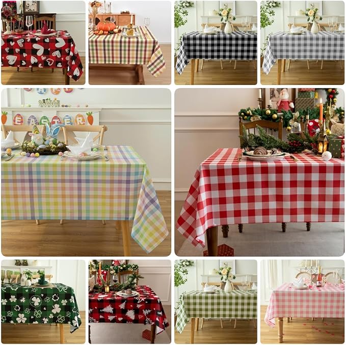 Classic Gingham Plaid Tablecloth Fabric - Image 3