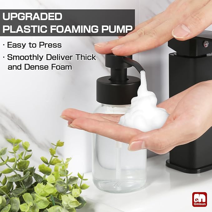 GMISUN Foam Soap Dispenser, 2 Pack 8.5 fl oz / 250 ml Clear Glass Soap Dispenser - Image 2