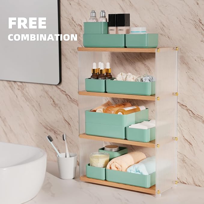 11-Piece Stackable Drawer Organizer Set, Stationery, Utensils in Bathroom - Image 4